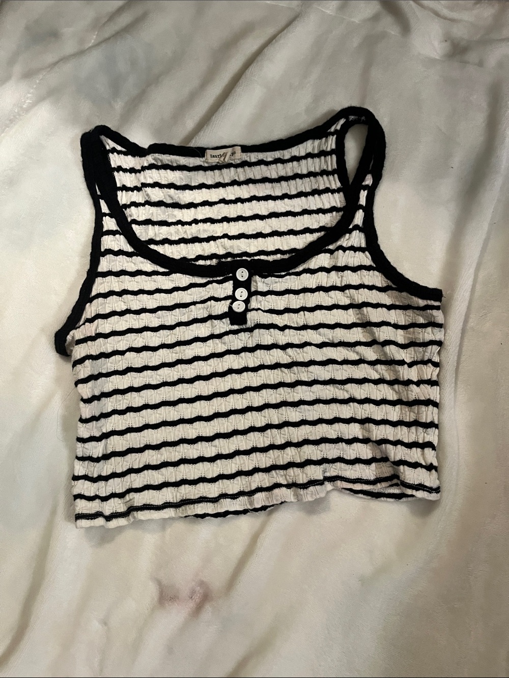 Heart & Hips Black and White Striped Ribbed Tank